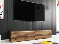 Mobistoxx TV-meubel DUBAI 2 klapdeuren 140 cm wit eik wotan met verlichting