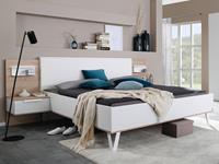 Mobistoxx Bed en nachtkastjes MARCEL 160x200 cm alpine wit/jackson hickory