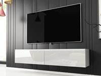 Mobistoxx TV-meubel DUBAI 2 klapdeuren 140 cm wit/hoogglans wit met verlichting