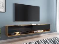 Mobistoxx TV-meubel ACAPULCO 2 klapdeuren 180 cm wotan eik/hoogglans zwart zonder led