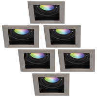 Homeylux Set van 6 stuks smart WiFi LED inbouwspots Modesto RGBWW kantelbaar IP20
