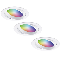Homeylux Komplettset 3 Stück intelligenten WiFi LED-Einbaustrahlern Luna RGBWW Schwenkbar Weiß IP44 1050lm
