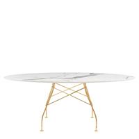 Kartell Glossy Eettafel Marmer Ovaal - Goud / Wit marmer