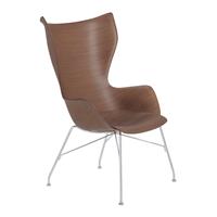 Kartell K/Wood Fauteuil Beuken - Donker hout - Chrome