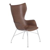 Kartell K/Wood Fauteuil Essen - Donker hout / Chrome