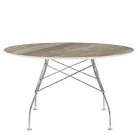 Kartell Glossy Eettafel Marmer Rond - Chrome / Tropical Grey