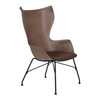 Kartell K/Wood Fauteuil Essen - Donker hout / Donker leder - Zwart