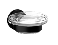 Round Seifenhalter, Schale aus Kristallglas, 4330, Farbe: Schwarz - 433013300 - Emco