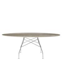 Kartell Glossy Eettafel Marmer Ovaal - Chrome / Tropical Grey