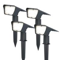 HOFTRONIC™ 4x Odessa LED Solar Tuinspot Prikspot 6000K daglicht wit IP65 Spatwaterdicht