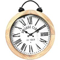 MUCOLA Wanduhr Hängeuhr Holzuhr Rund 40 cm Ø Analog Vintage Clock Shabby Design Braun Schwarz Römische Zahlen Leise Wohnzimmer Schlafzimmer