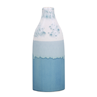 Beliani - Blumenvase Steinzeug 35 cm weiß / blau hoch Deko Glamourös Modern Callipolis - Blau