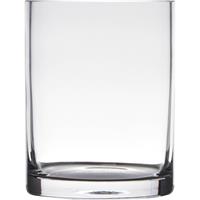 Bellatio Transparante Home-basics Cylinder Vorm Vaas/vazen Van Glas 15 X 12 Cm - Vazen
