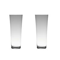 Bellatio Set Van 2x Stuks Transparante Home-basics Conische Vaas/vazen Van Glas 40 X 16.5 Cm - Vazen