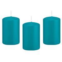 8x Turquoise Blauwe Cilinderkaarsen/stompkaarsen 5 X 8 Cm 18 Branduren tompkaarsen