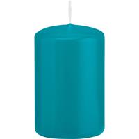 1x Turquoise Blauwe Cilinderkaarsen/stompkaarsen 5 X 8 Cm 18 Branduren tompkaarsen