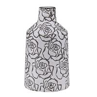 Beliani - Blumenvase aus Steinzeug weiß mit Blumenmotiv schwarz Dekoration Retro Alinda - Weiß
