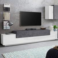AHD AMAZING HOME DESIGN TV-Schrank 240cm Design 4 Fächer 3 Türen weiß und schiefer Corona Low Ardesia