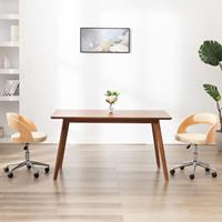 vidaxl Kantoorstoel draaibaar gebogen hout en kunstleer crme
