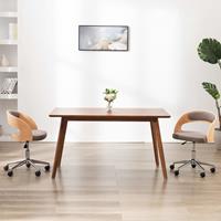 vidaxl Kantoorstoel draaibaar gebogen hout en stof taupe
