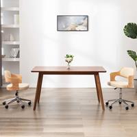 vidaxl Kantoorstoel draaibaar gebogen hout en kunstleer crme