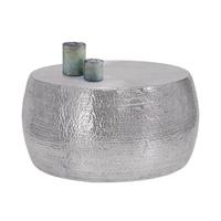 Couchtisch Hammerschlag Design, ø 90x45 cm, Silber, aus Aluminium, handgefertig, Beistelltisch Wohnzimmertisch Loungetisch Sofatisch - Womo-design