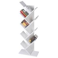 Ml-Design boekenplanken wit, met 8 niveaus in opbouw, 50x25x140 cm, gemaakt van spaanplaat en melaminefineer
