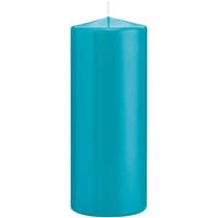 1x Turquoise Blauwe Cilinderkaarsen/stompkaarsen 8 X 20 Cm 119 Branduren tompkaarsen