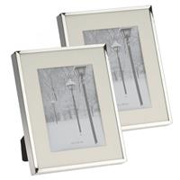 Bellatio Set Van 2x Stuks Fotolijstje/fotoframe 20 X 25 Cm Met Zilver Metalen Rand - Fotolijsten
