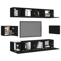 VidaXL 6-tlg. TV-Schrank-Set Schwarz Spanplatte 