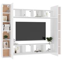 vidaXL Kleiderschrank 8-tlg TV-Schrank-Set Weiß Spanplatte