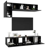 vidaXL Kleiderschrank 5-tlg TV-Schrank-Set Schwarz Spanplatte