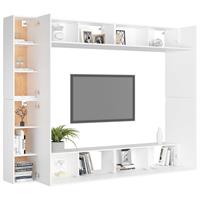 vidaXL Kleiderschrank 8-tlg TV-Schrank-Set Weiß Spanplatte