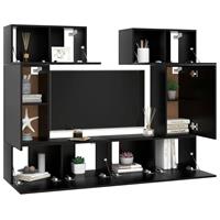 vidaXL Kleiderschrank 6-tlg TV-Schrank-Set Schwarz Spanplatte