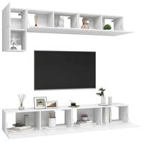 vidaXL Kleiderschrank 5-tlg TV-Schrank-Set Weiß Spanplatte