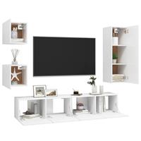 vidaXL Kleiderschrank 5-tlg TV-Schrank-Set Weiß Spanplatte TV-Konsole für Fernseher