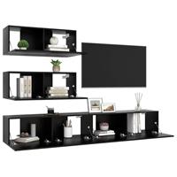 VidaXL 4-tlg. TV-Schrank-Set Schwarz Spanplatte 