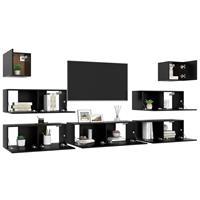 VidaXL 7-tlg. TV-Schrank-Set Schwarz Spanplatte 