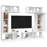 vidaXL Kleiderschrank 6-tlg TV-Schrank-Set Weiß Spanplatte