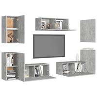 VidaXL 7-tlg. TV-Schrank-Set Betongrau Spanplatte 