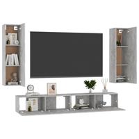 VidaXL 4-tlg. TV-Schrank-Set Betongrau Spanplatte 