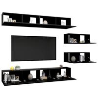 VidaXL 6-tlg. TV-Schrank-Set Schwarz Spanplatte 