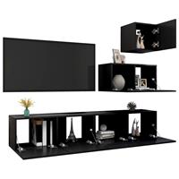 VidaXL 4-tlg. TV-Schrank-Set Schwarz Spanplatte 