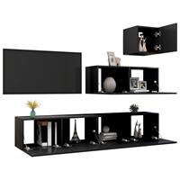 VidaXL 4-tlg. TV-Schrank-Set Schwarz Spanplatte 