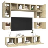 vidaXL Kleiderschrank 8-tlg TV-Schrank-Set Sonoma-Eiche Spanplatte TV-Konsole für Fernseher