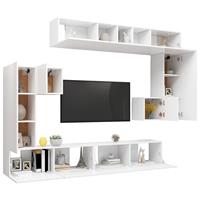 vidaXL Kleiderschrank 8-tlg TV-Schrank-Set Weiß Spanplatte