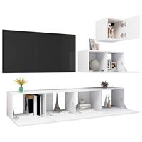 vidaXL Kleiderschrank 4-tlg TV-Schrank-Set Weiß Spanplatte TV-Konsole für Fernseher