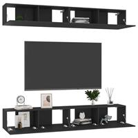 vidaXL Tv-meubelen 4 st 100x30x30 cm spaanplaat zwart