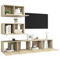 VidaXL 4-tlg. TV-Schrank-Set Sonoma-Eiche Spanplatte 