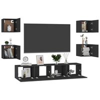 VidaXL 6-tlg. TV-Schrank-Set Schwarz Spanplatte 